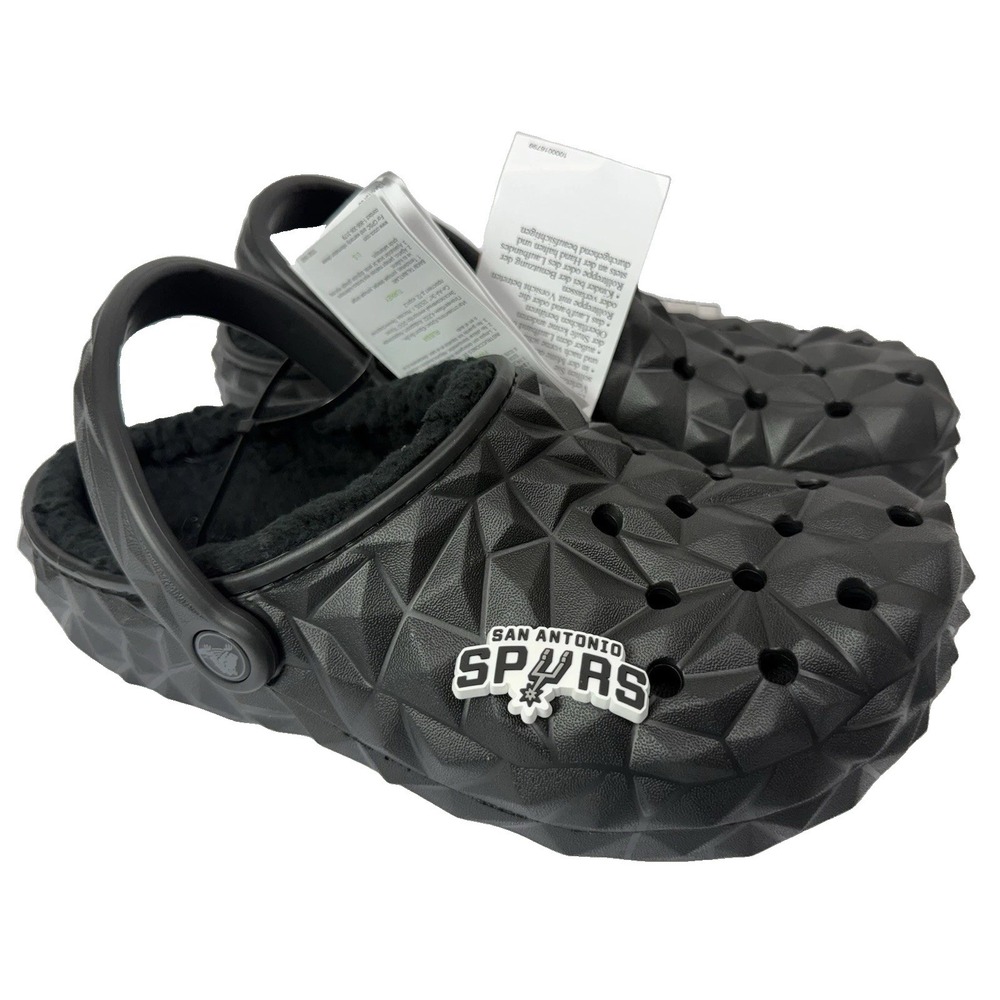 NWT Crocs Classic Geometric Clog Mens Size 7 Slip On Lined Sandals Black Spurs